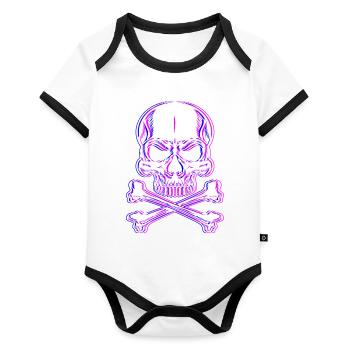Skull Glitch Vaporwave Dark Pastel Goth - Organic Baby Contrasting Bodysuit - white/black  - Front