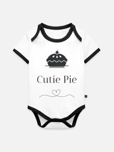 Cutie Pie - Baby Bio-Kurzarm-Kontrastbody - Weiß/Schwarz 