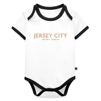 USA City Coordinates - Jersey City - Organic Baby Contrasting Bodysuit - white/black  - Front