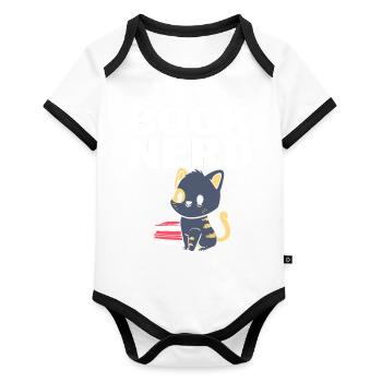 Book Nerd Avid Reader - Organic Baby Contrasting Bodysuit - white/black  - Front