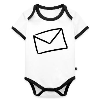 Brief Symbol Nachricht letter message Sendung - Baby Bio-Kurzarm-Kontrastbody - Weiß/Schwarz  - Vorne