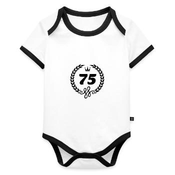 75 years symbol wreath - Organic Baby Contrasting Bodysuit - white/black  - Front