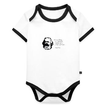 Karl Marx - I’m a Material Girl - Body Bébé bio contrasté manches courtes - blanc/noir  - Devant