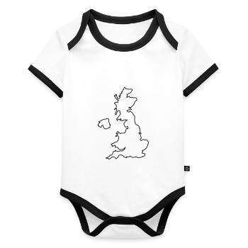 england outline - Organic Baby Contrasting Bodysuit - white/black  - Front