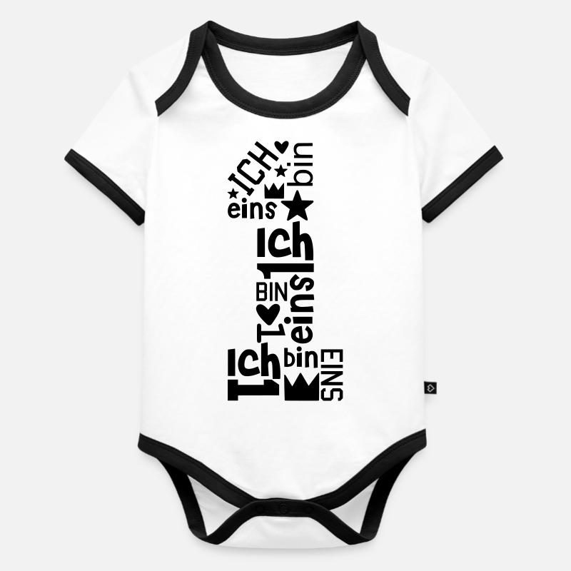 Anniversaire numéro 1 - Body Bébé bio contrasté manches courtes - blanc/noir 