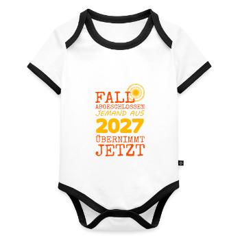 2027 - Organic Baby Contrasting Bodysuit - white/black  - Front