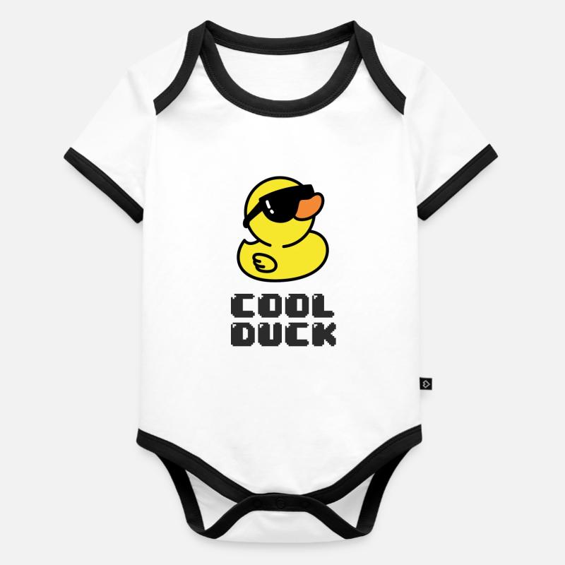 COOL DUCK - Baby Bio-Kurzarm-Kontrastbody - Weiß/Schwarz 
