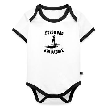 J'peux pas j'ai paddle - Body Bébé bio contrasté manches courtes - blanc/noir  - Devant