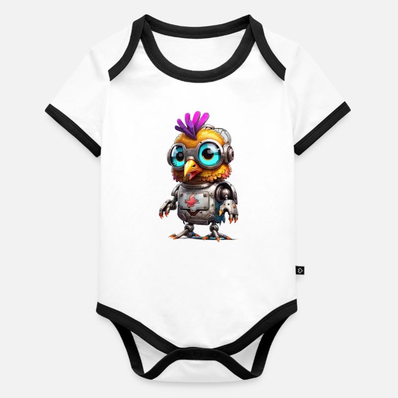 Poulet Robo - Body Bébé bio contrasté manches courtes - blanc/noir