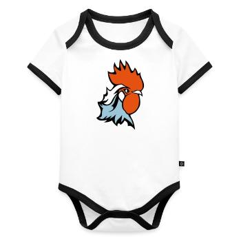 cock emblem france flag supporter 25 - Organic Baby Contrasting Bodysuit - white/black  - Front