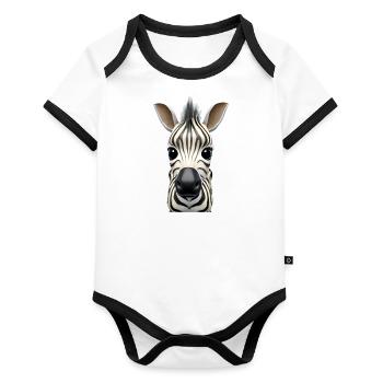 Cute zebra design - Organic Baby Contrasting Bodysuit - white/black  - Front