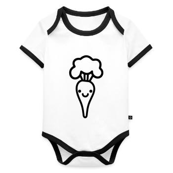 Carotte - Body Bébé bio contrasté manches courtes - blanc/noir  - Devant