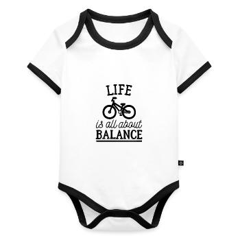 Vélo équilibre vie - Body Bébé bio contrasté manches courtes - blanc/noir  - Devant