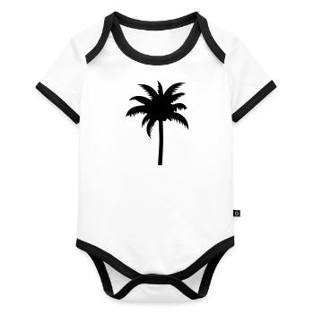Palme - Baby Bio-Kurzarm-Kontrastbody - Weiß/Schwarz  - Vorne