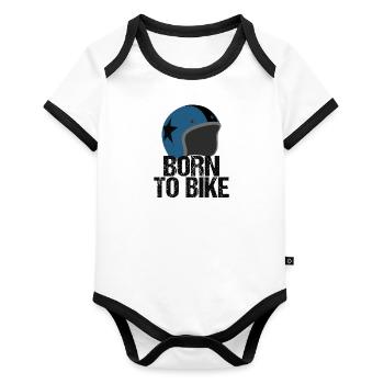 born to bike motorbike gift idea - Organic Baby Contrasting Bodysuit - white/black  - Front