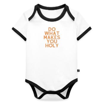 Faites ce qui vous rend saint - Citation chrétienne - Body Bébé bio contrasté manches courtes - blanc/noir  - Devant