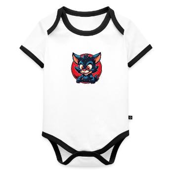 Super cute tasmanian Devil retro style - Organic Baby Contrasting Bodysuit - white/black  - Front