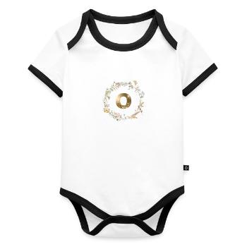 O Monogramme paillettes Boho Couronne - Body Bébé bio contrasté manches courtes - blanc/noir  - Devant