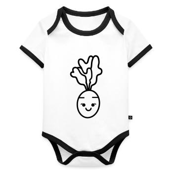 Carotte - Body Bébé bio contrasté manches courtes - blanc/noir  - Devant
