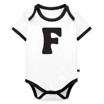 F - Baby Bio-Kurzarm-Kontrastbody - Weiß/Schwarz  - Vorne