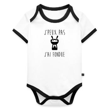 J'peux pas j'ai fondue - Body Bébé bio contrasté manches courtes - blanc/noir  - Devant