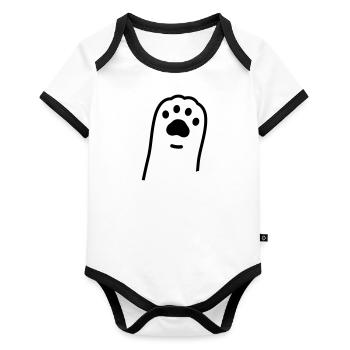 Cat Paw - Organic Baby Contrasting Bodysuit - white/black  - Front