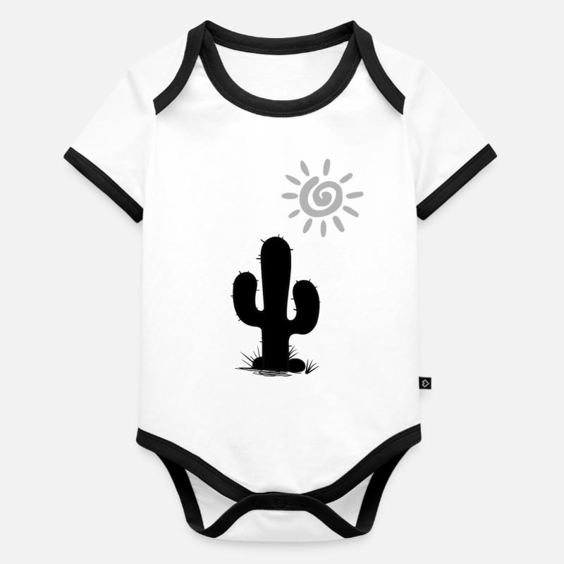cactus - Body Bébé bio contrasté manches courtes - blanc/noir