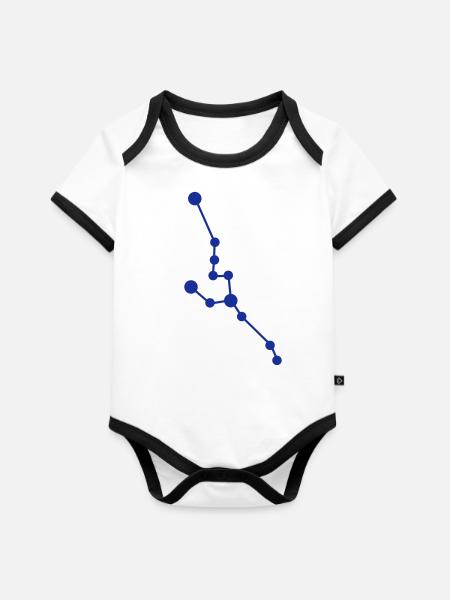 Stier Sternzeichen - Baby Bio-Kurzarm-Kontrastbody - Weiß/Schwarz