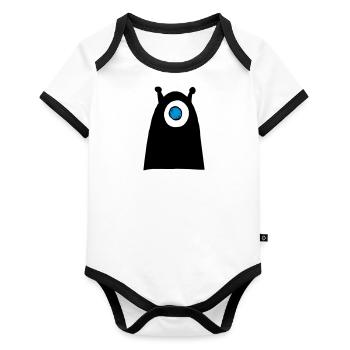 Big Alien vous regarde - Body Bébé bio contrasté manches courtes - blanc/noir  - Devant