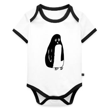 pinguouin - Body Bébé bio contrasté manches courtes - blanc/noir  - Devant