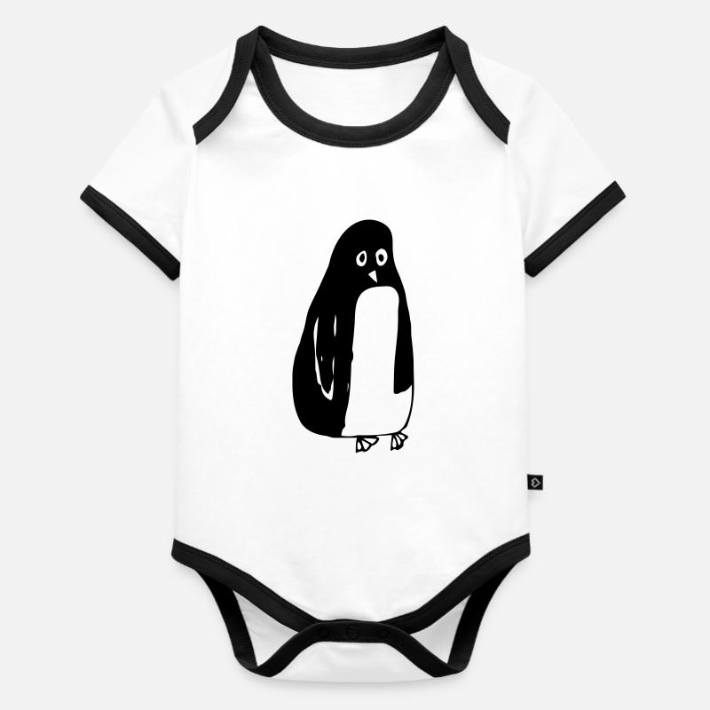 pinguouin - Body Bébé bio contrasté manches courtes - blanc/noir
