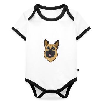 Berger allemand - I love German Shepherd - Body Bébé bio contrasté manches courtes - blanc/noir  - Devant