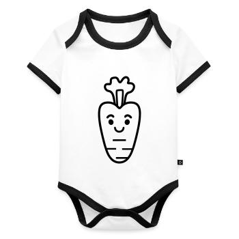 Carotte - Body Bébé bio contrasté manches courtes - blanc/noir  - Devant