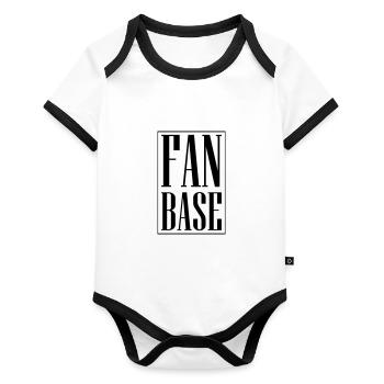Base de fans - Body Bébé bio contrasté manches courtes - blanc/noir  - Devant
