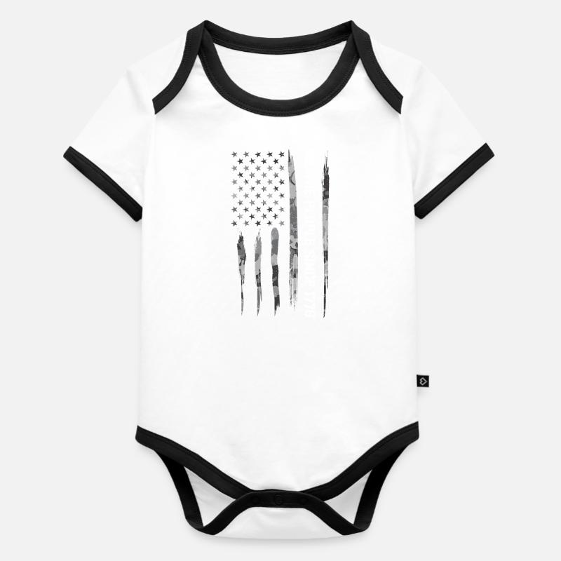 Nous Le peuple depuis 1776 - Body Bébé bio contrasté manches courtes - blanc/noir 
