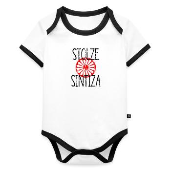 Stolze Sintiza - Baby Bio-Kurzarm-Kontrastbody - Weiß/Schwarz  - Vorne