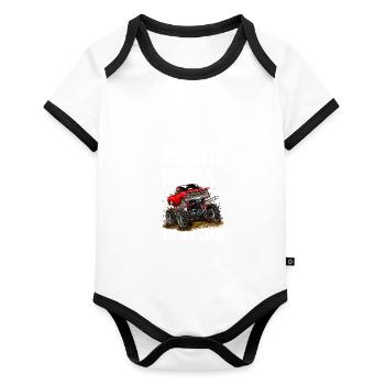 Truck Engines Truck Car Lovers Desperately - Organic Baby Contrasting Bodysuit - white/black  - Front