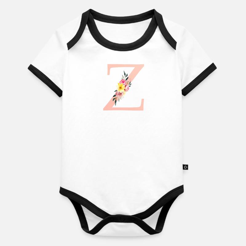 Z Monogramme Floral - Body Bébé bio contrasté manches courtes - blanc/noir 