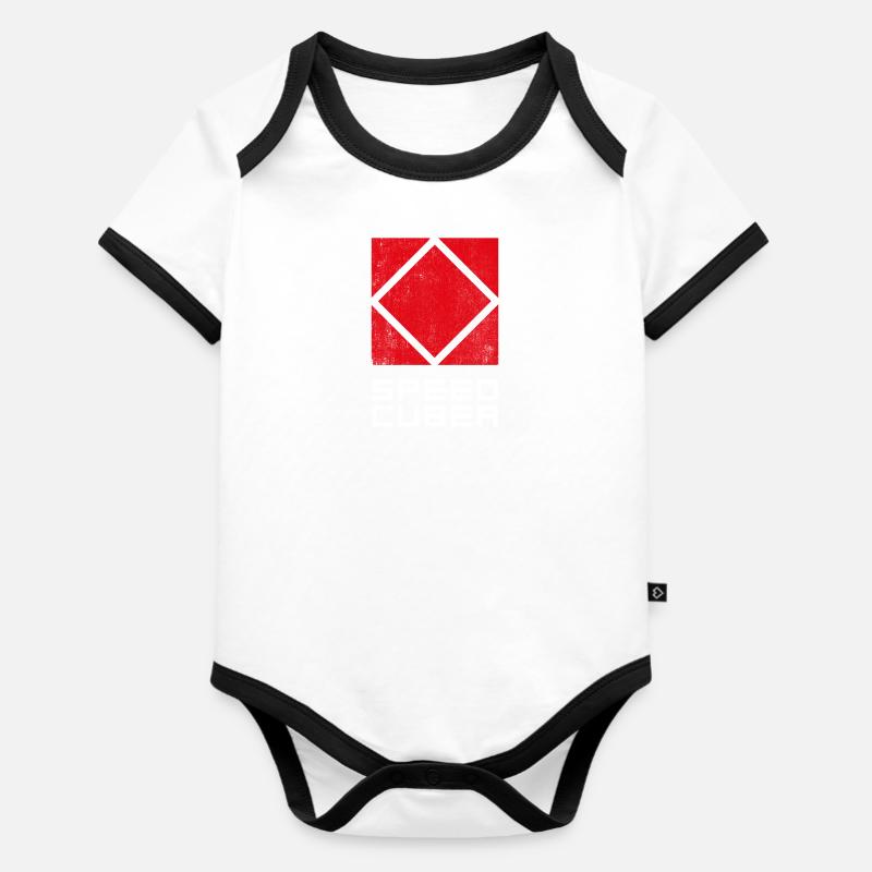 SPEEDCUBER skewb. Cubing-Cube-Cuber-Speedcubing - Organic Baby Contrasting Bodysuit - white/black