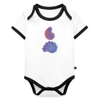 Mussels Risograph - Organic Baby Contrasting Bodysuit - white/black  - Front