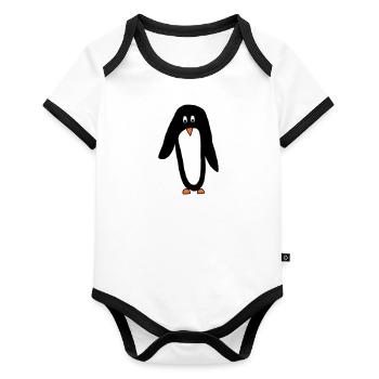uiiii Handmade Animal "Penguin" - Organic Baby Contrasting Bodysuit - white/black  - Front