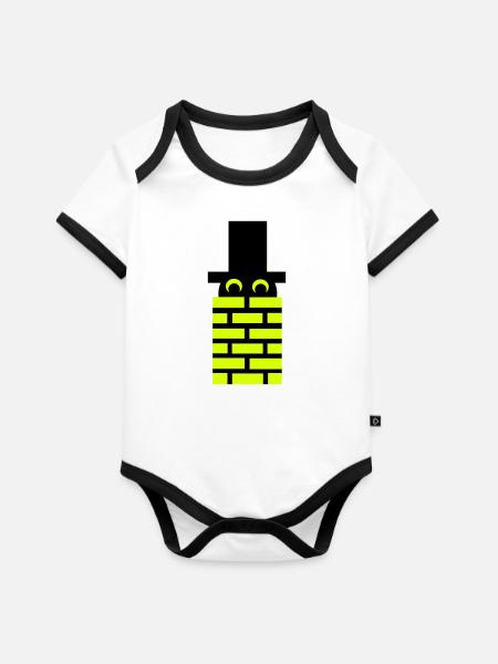 Schornsteinfeger - Baby Bio-Kurzarm-Kontrastbody - Weiß/Schwarz 