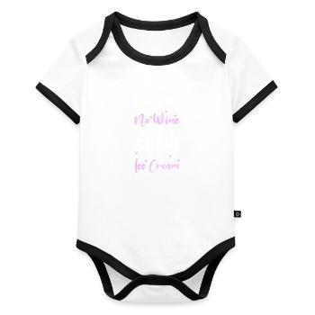 Schwangerschaft Geburt Liebe Familie - Baby Bio-Kurzarm-Kontrastbody - Weiß/Schwarz  - Vorne