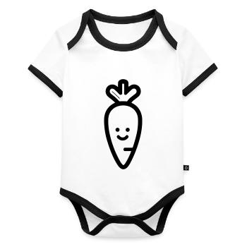 Carotte - Body Bébé bio contrasté manches courtes - blanc/noir  - Devant