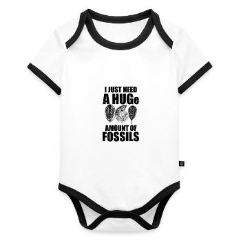 Fossils Collecting | Fossil Geology Hobby Gift - Organic Baby Contrasting Bodysuit - white/black  - Front