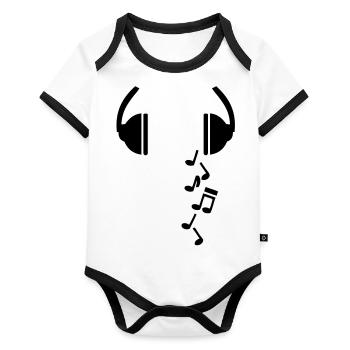 noten_kopfhoehrer - Body Bébé bio contrasté manches courtes - blanc/noir  - Devant