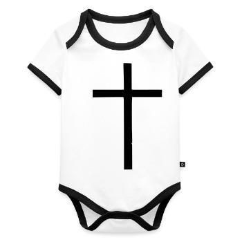 KREUZ VET - Body Bébé bio contrasté manches courtes - blanc/noir  - Devant