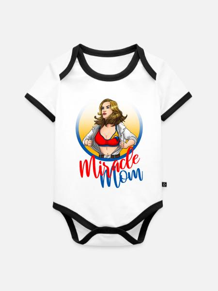 Miracle Mom - Baby Bio-Kurzarm-Kontrastbody - Weiß/Schwarz