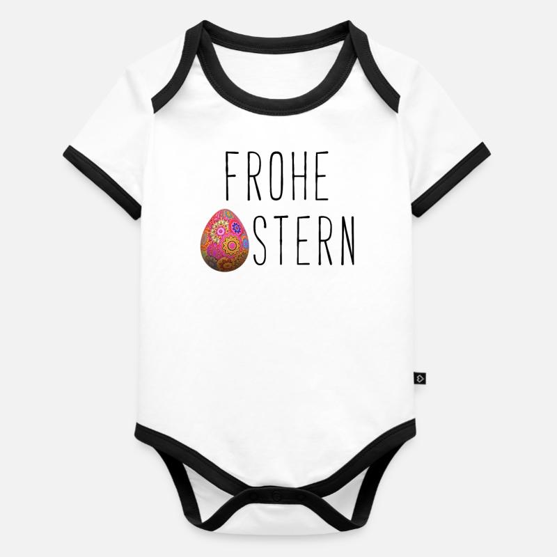 Happy Easter Gift Easter Egg Easter Feast - Organic Baby Contrasting Bodysuit - white/black