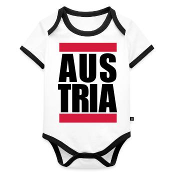 Austria Logo Design - Body Bébé bio contrasté manches courtes - blanc/noir  - Devant